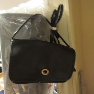 Leather dark blue coach bag